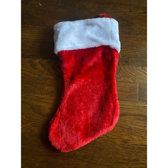 Lot of 10 Red & White Christmas Stockings With Plush Cuff - Picture 2 of 2